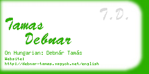tamas debnar business card